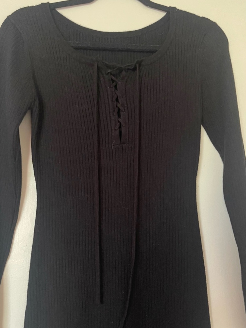 Black knee length Long Sleeve Dress